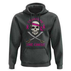 Breast Cancer Awareness Hoodie Treasure The Chest Pirate Skull Sword Pink Ribbon TS11 Dark Heather Print Your Wear