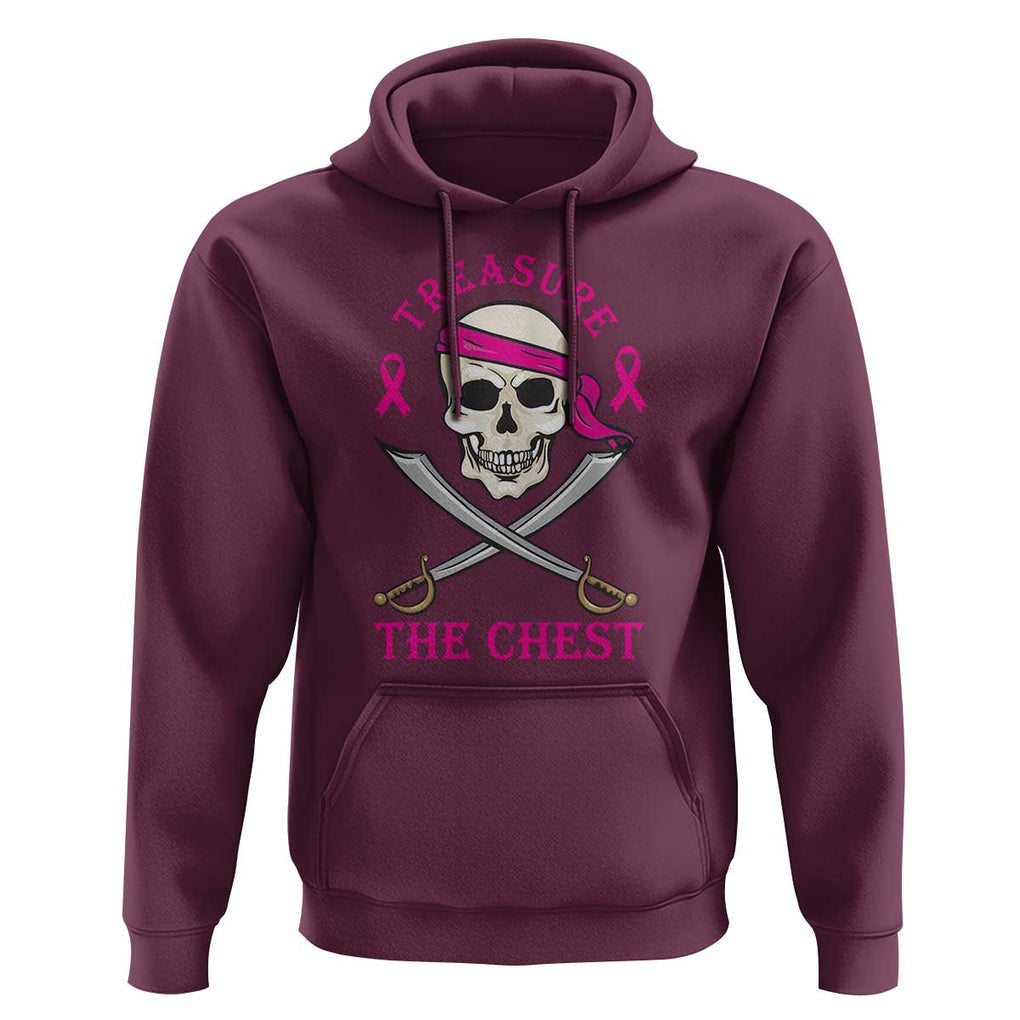 Breast Cancer Awareness Hoodie Treasure The Chest Pirate Skull Sword Pink Ribbon TS11 Maroon Print Your Wear