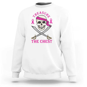 Breast Cancer Awareness Sweatshirt Treasure The Chest Pirate Skull Sword Pink Ribbon TS11 White Print Your Wear