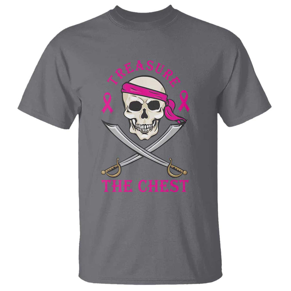 Breast Cancer Awareness T Shirt Treasure The Chest Pirate Skull Sword Pink Ribbon TS11 Charcoal Print Your Wear