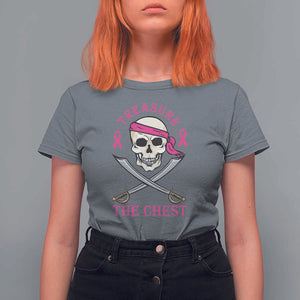 Breast Cancer Awareness T Shirt For Women Treasure The Chest Pirate Skull Sword Pink Ribbon TS11 Charcoal Print Your Wear