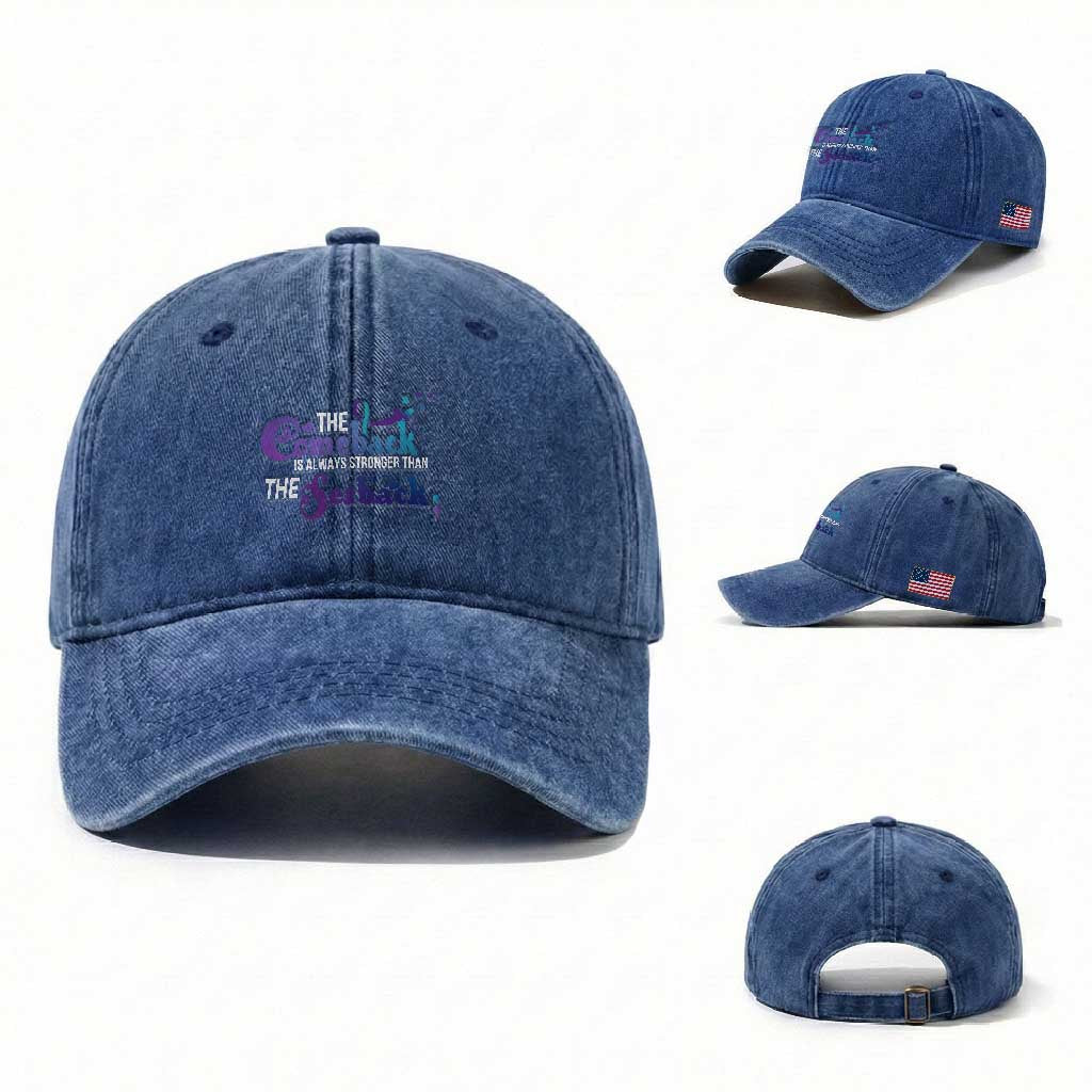 Suicide Prevention Awareness Washed Cotton Baseball Cap The Comeback Is Always Stronger Than The Setback Semicolon