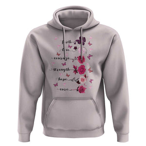 Breast Cancer Awareness Hoodie Faith Love Courage Strength Hope Cure Pink Flower Roses Butterfly TS11 Ice Gray Print Your Wear