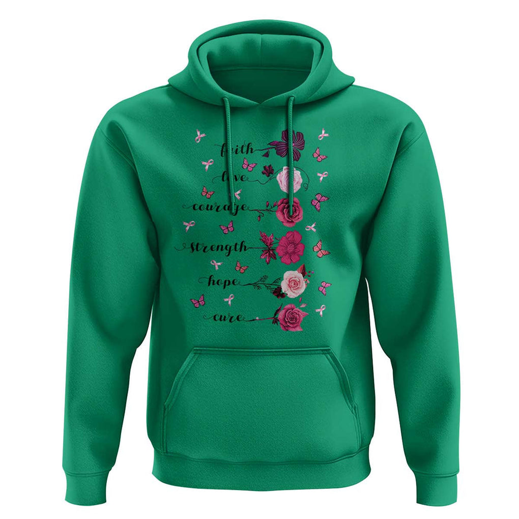 Breast Cancer Awareness Hoodie Faith Love Courage Strength Hope Cure Pink Flower Roses Butterfly TS11 Irish Green Print Your Wear