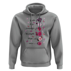 Breast Cancer Awareness Hoodie Faith Love Courage Strength Hope Cure Pink Flower Roses Butterfly TS11 Sport Gray Print Your Wear