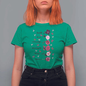 Breast Cancer Awareness T Shirt For Women Faith Love Courage Strength Hope Cure Pink Flower Roses Butterfly TS11 Irish Green Print Your Wear