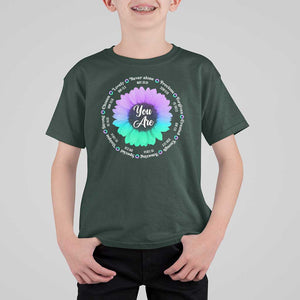 Suicide Prevention Awareness T Shirt For Kid You Are Never Alone Enough Amazing Special Strong Lovely Sunflower TS11 Dark Forest Green Print Your Wear