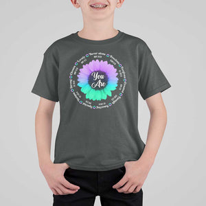 Suicide Prevention Awareness T Shirt For Kid You Are Never Alone Enough Amazing Special Strong Lovely Sunflower TS11 Dark Heather Print Your Wear