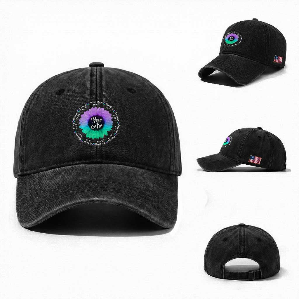 Suicide Prevention Awareness Washed Cotton Baseball Cap You Are Never Alone Enough Amazing Special Strong Lovely Sunflower
