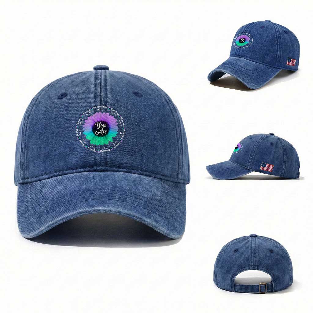 Suicide Prevention Awareness Washed Cotton Baseball Cap You Are Never Alone Enough Amazing Special Strong Lovely Sunflower