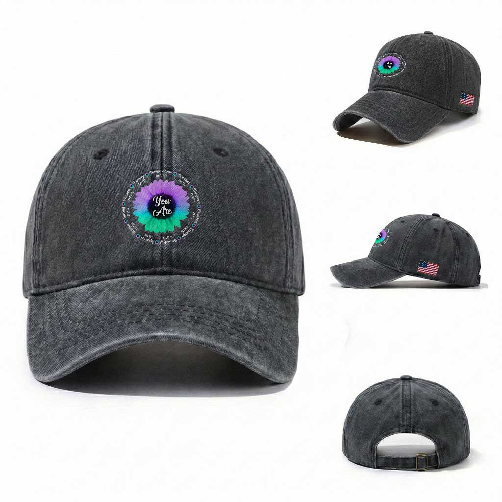 Suicide Prevention Awareness Washed Cotton Baseball Cap You Are Never Alone Enough Amazing Special Strong Lovely Sunflower