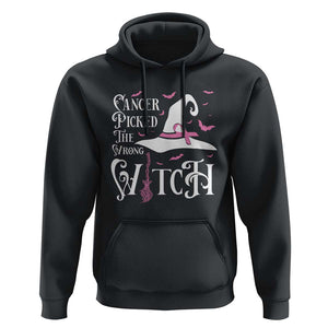 Breast Cancer Awareness Hoodie Cancer Picked The Wrong Witch Hat Broom Bat Pink Ribbon TS11 Black Print Your Wear