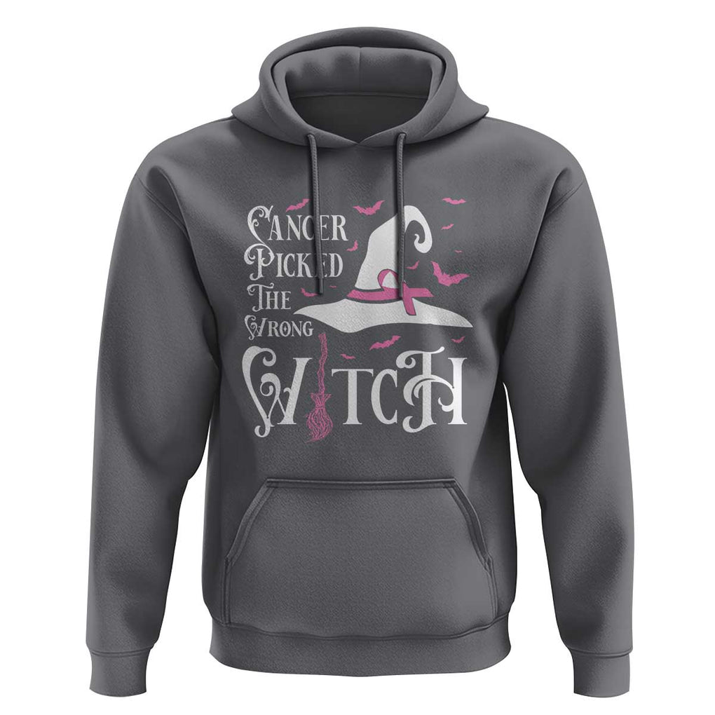 Breast Cancer Awareness Hoodie Cancer Picked The Wrong Witch Hat Broom Bat Pink Ribbon TS11 Charcoal Print Your Wear