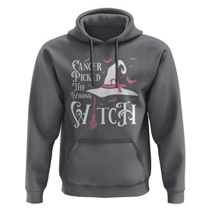 Breast Cancer Awareness Hoodie Cancer Picked The Wrong Witch Hat Broom Bat Pink Ribbon TS11 Charcoal Print Your Wear