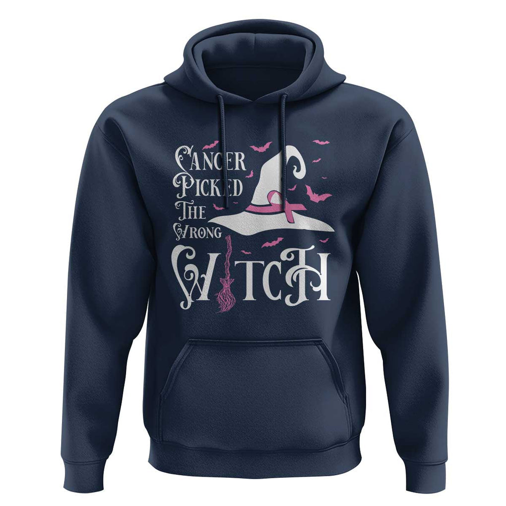 Breast Cancer Awareness Hoodie Cancer Picked The Wrong Witch Hat Broom Bat Pink Ribbon TS11 Navy Print Your Wear