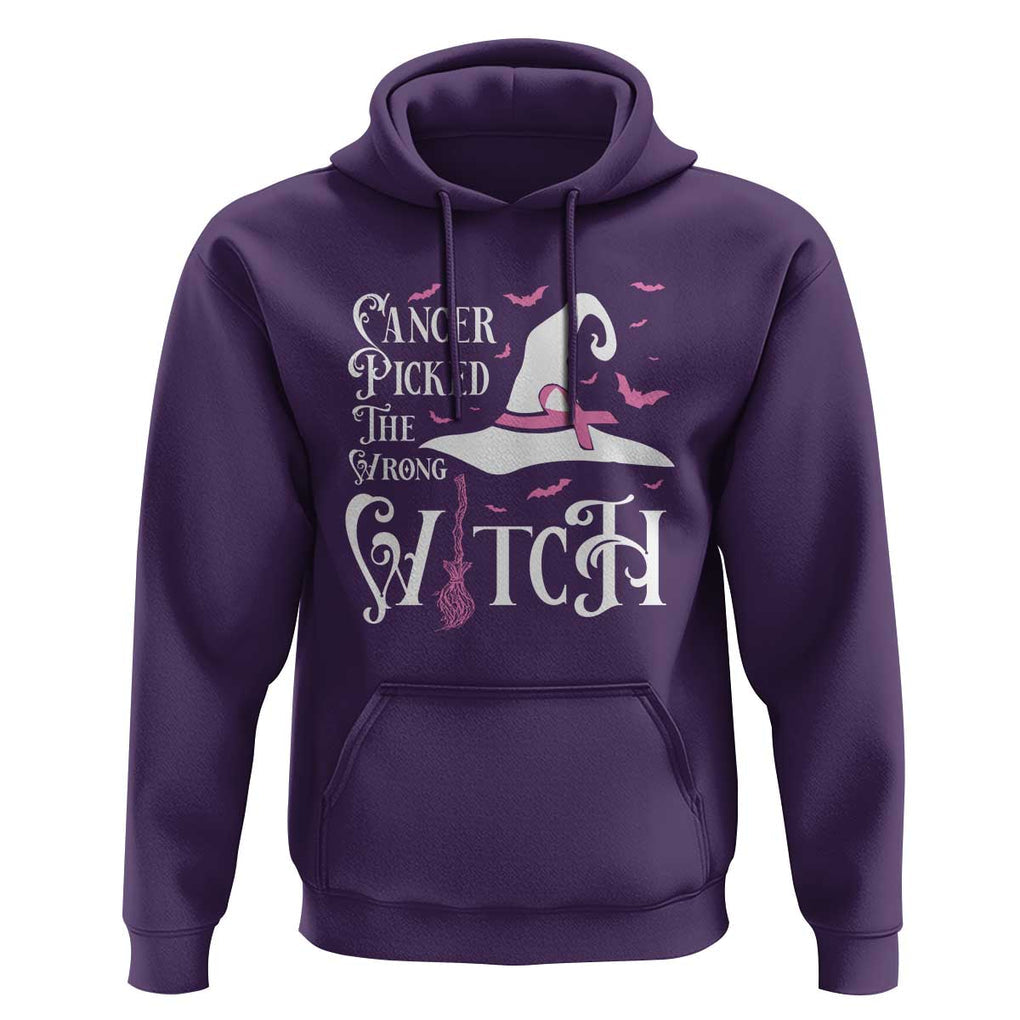 Breast Cancer Awareness Hoodie Cancer Picked The Wrong Witch Hat Broom Bat Pink Ribbon TS11 Purple Print Your Wear