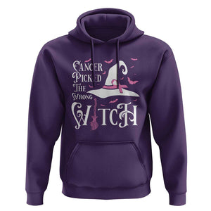 Breast Cancer Awareness Hoodie Cancer Picked The Wrong Witch Hat Broom Bat Pink Ribbon TS11 Purple Print Your Wear