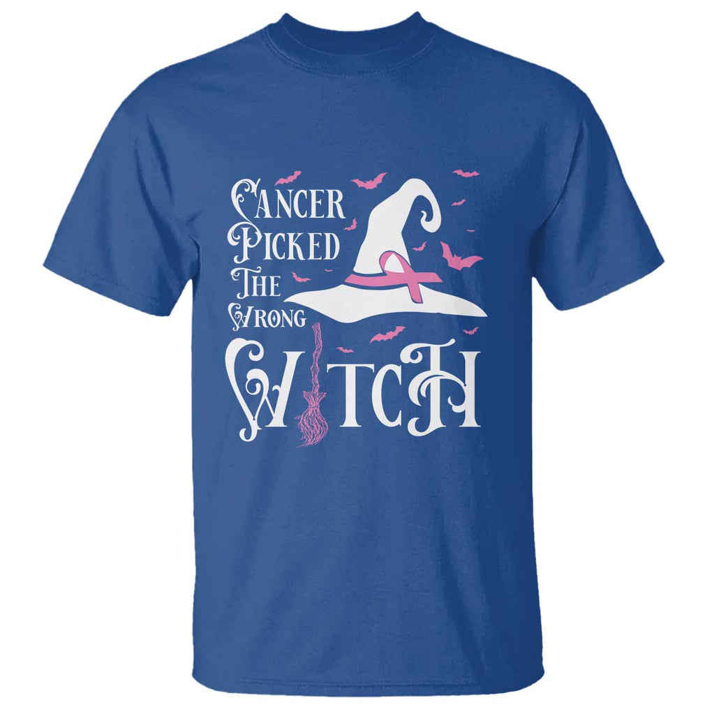 Breast Cancer Awareness T Shirt Cancer Picked The Wrong Witch Hat Broom Bat Pink Ribbon TS11 Royal Blue Print Your Wear