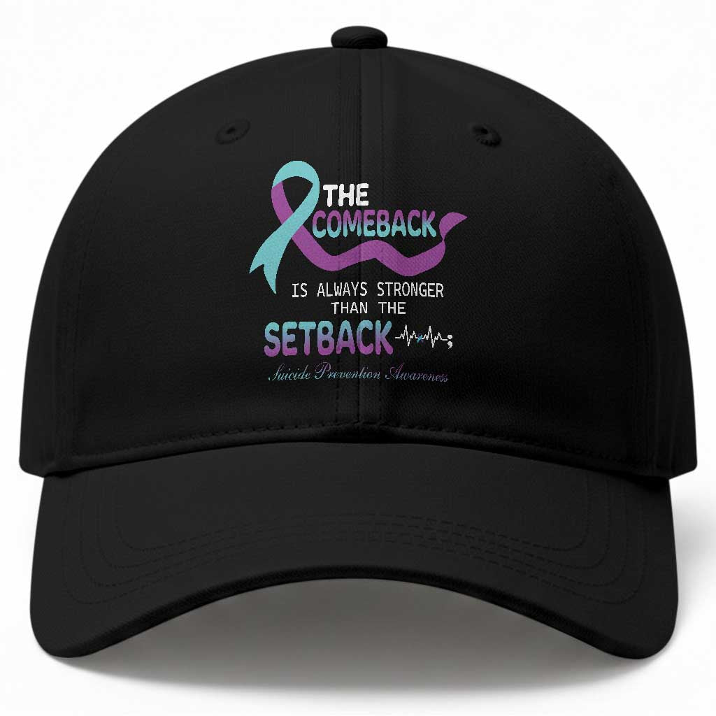Suicide Prevention Awareness Baseball Cap The Comeback Is Always Stronger Than The Setback Heartbeat TS11 Print Your Wear