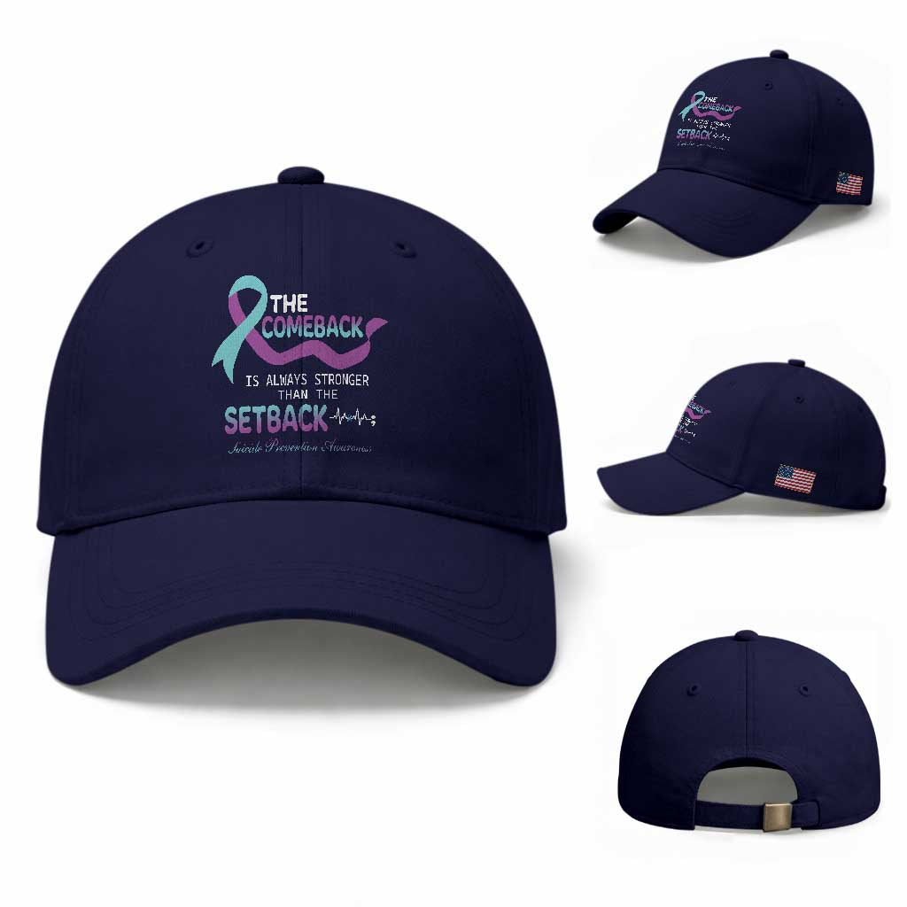 Suicide Prevention Awareness Baseball Cap The Comeback Is Always Stronger Than The Setback Heartbeat