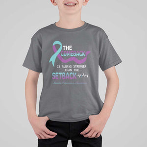 Suicide Prevention Awareness T Shirt For Kid The Comeback Is Always Stronger Than The Setback Heartbeat TS11 Charcoal Print Your Wear