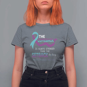 Suicide Prevention Awareness T Shirt For Women The Comeback Is Always Stronger Than The Setback Heartbeat TS11 Charcoal Print Your Wear