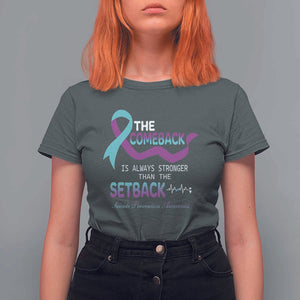 Suicide Prevention Awareness T Shirt For Women The Comeback Is Always Stronger Than The Setback Heartbeat TS11 Dark Heather Print Your Wear