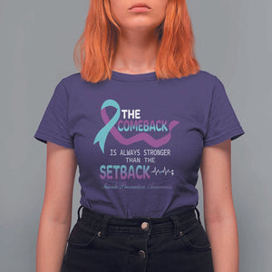 Suicide Prevention Awareness T Shirt For Women The Comeback Is Always Stronger Than The Setback Heartbeat TS11 Purple Print Your Wear