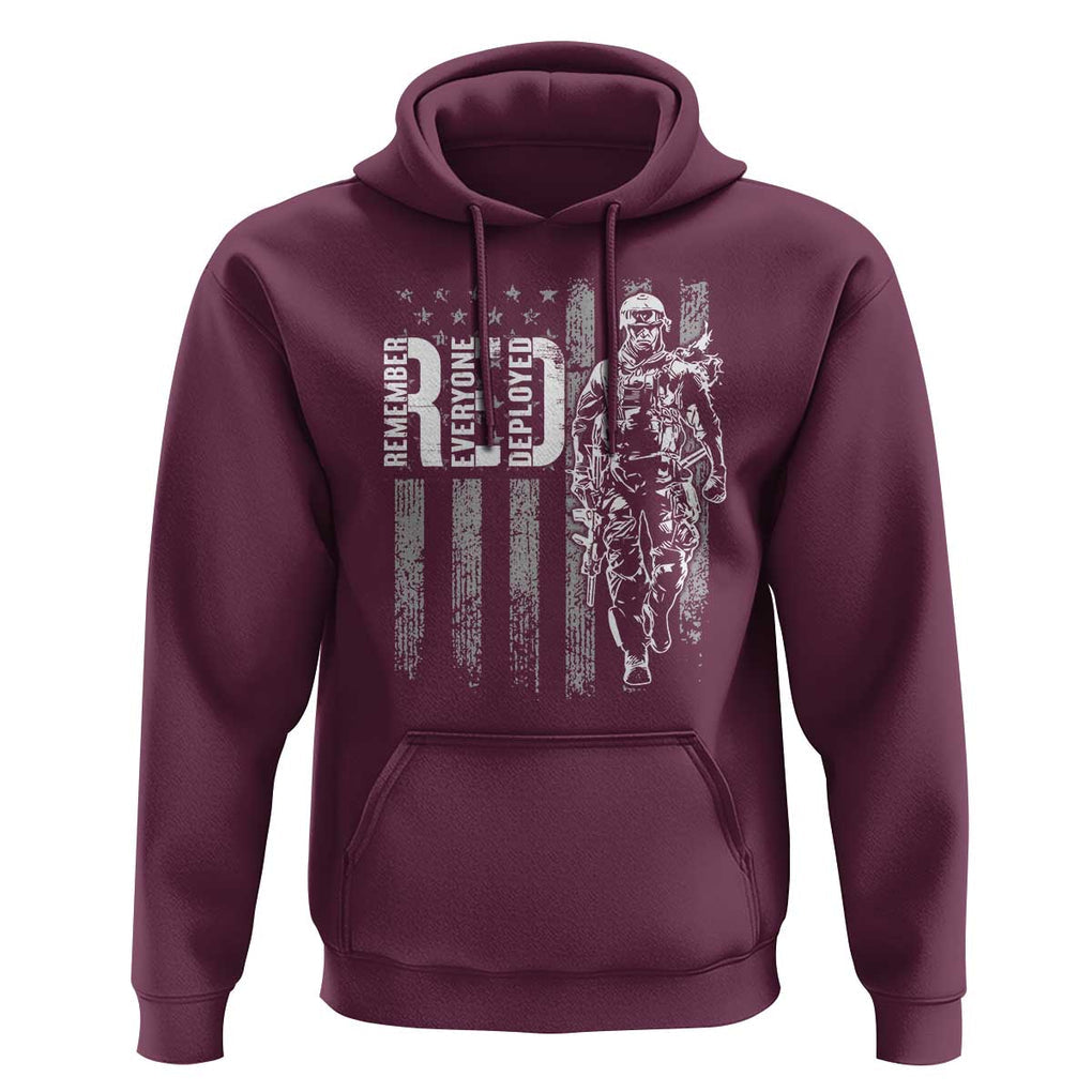 RED Friday Hoodie Remember Everyone Deployed American Flag Military Patriotic Veteran TS11 Maroon Print Your Wear