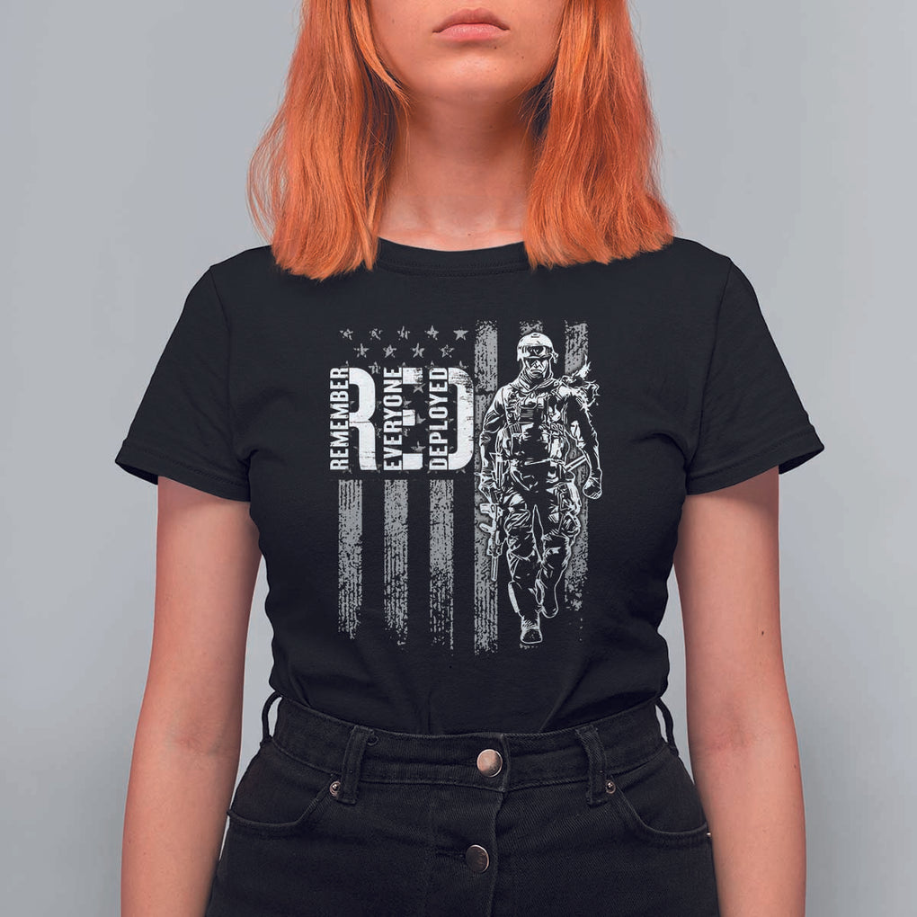RED Friday T Shirt For Women Remember Everyone Deployed American Flag Military Patriotic Veteran TS11 Black Print Your Wear