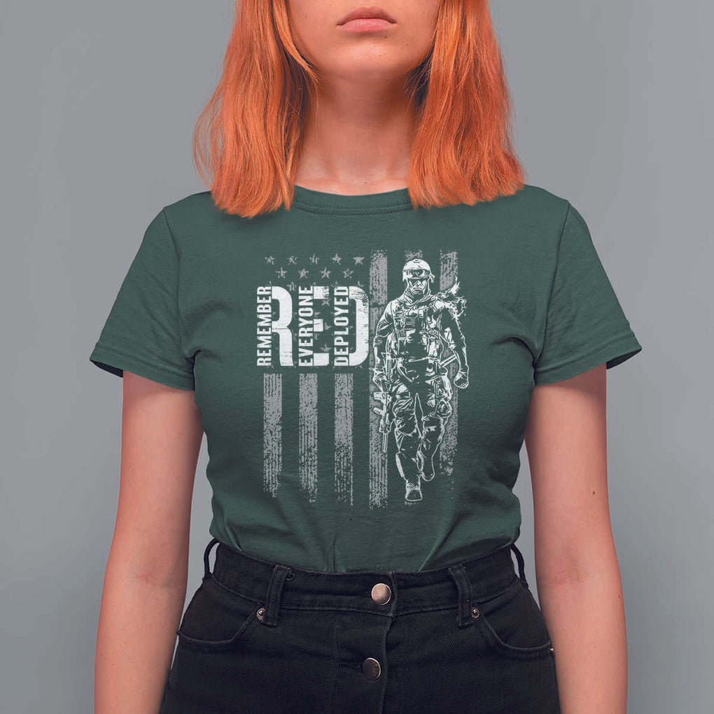 RED Friday T Shirt For Women Remember Everyone Deployed American Flag Military Patriotic Veteran TS11 Dark Forest Green Print Your Wear