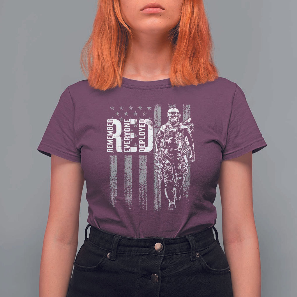 RED Friday T Shirt For Women Remember Everyone Deployed American Flag Military Patriotic Veteran TS11 Maroon Print Your Wear