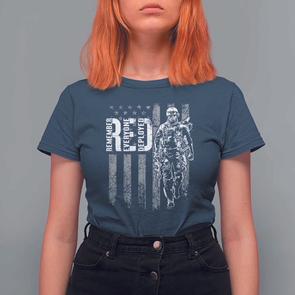RED Friday T Shirt For Women Remember Everyone Deployed American Flag Military Patriotic Veteran TS11 Navy Print Your Wear