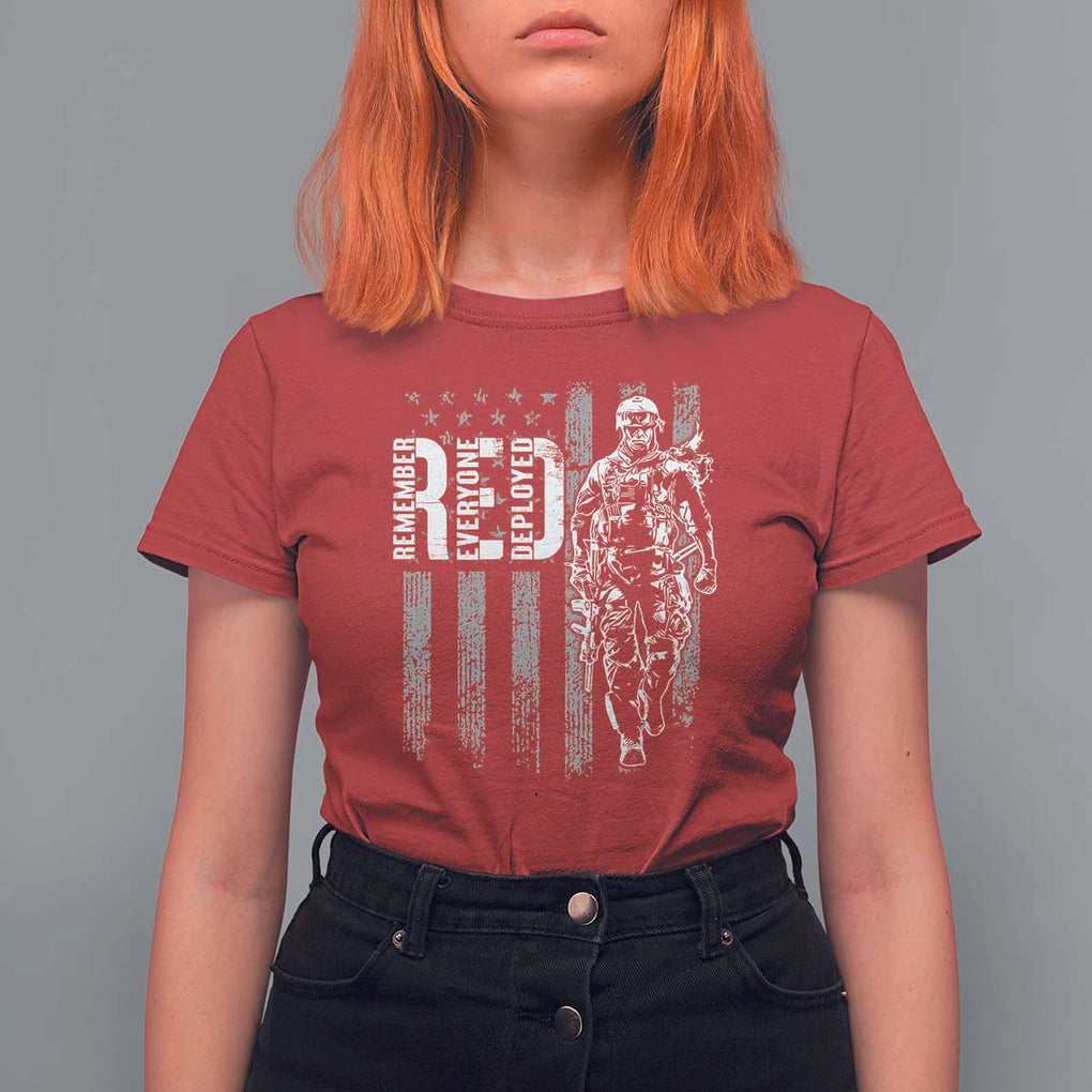 RED Friday T Shirt For Women Remember Everyone Deployed American Flag Military Patriotic Veteran TS11 Red Print Your Wear