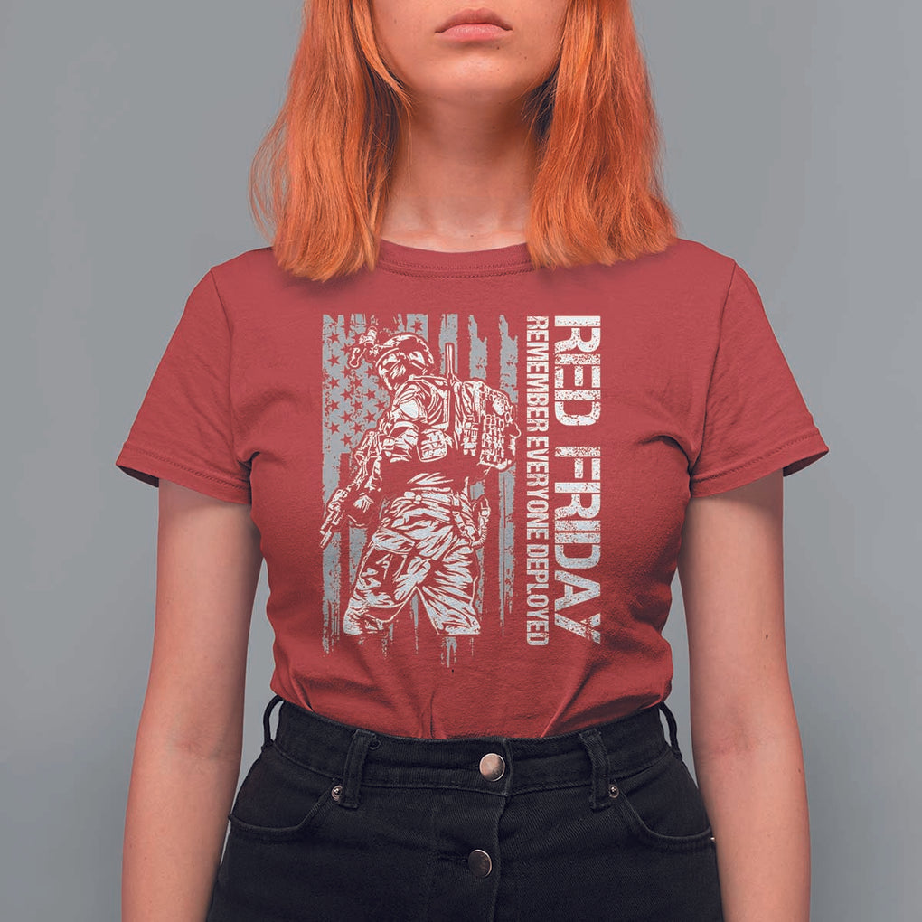 RED Friday T Shirt For Women Remember Everyone Deployed Military American Flag TS11 Red Print Your Wear