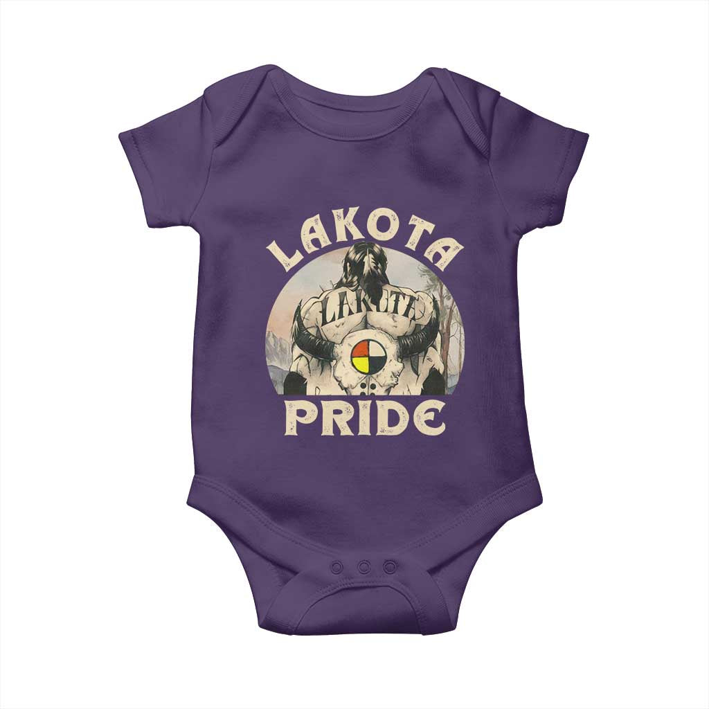 Native American Baby Onesie Lakota Pride Medicine Wheel Cow Skull TS11 Purple Print Your Wear