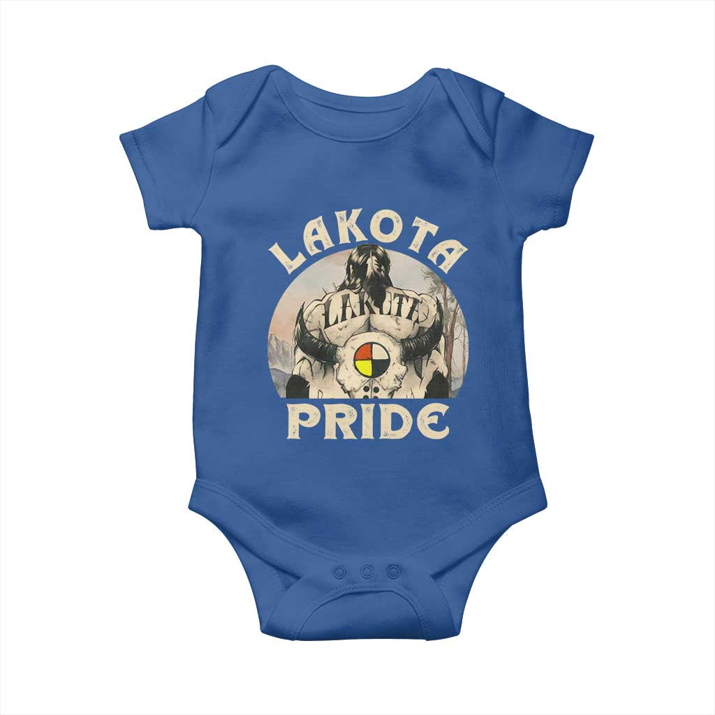 Native American Baby Onesie Lakota Pride Medicine Wheel Cow Skull TS11 Royal Blue Print Your Wear