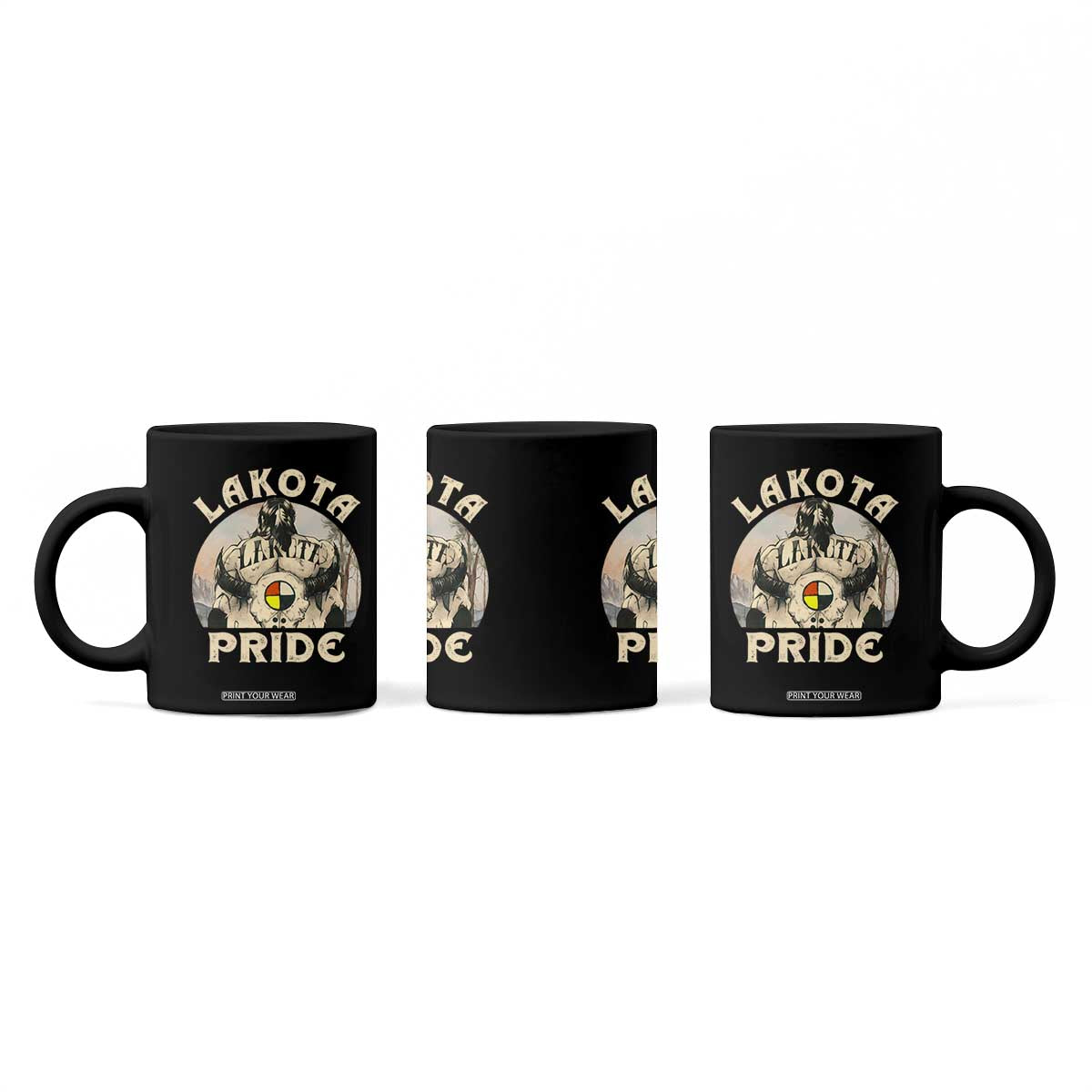 Native American Coffee Mug Lakota Pride Medicine Wheel Cow Skull TS11 Print Your Wear