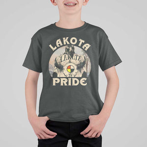 Native American T Shirt For Kid Lakota Pride Medicine Wheel Cow Skull TS11 Dark Heather Print Your Wear