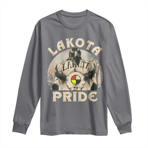 Native American Long Sleeve Shirt Lakota Pride Medicine Wheel Cow Skull TS11 Charcoal Print Your Wear