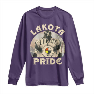 Native American Long Sleeve Shirt Lakota Pride Medicine Wheel Cow Skull TS11 Purple Print Your Wear