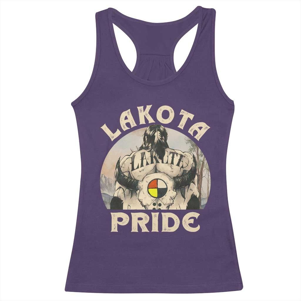 Native American Racerback Tank Top Lakota Pride Medicine Wheel Cow Skull TS11 Purple Print Your Wear