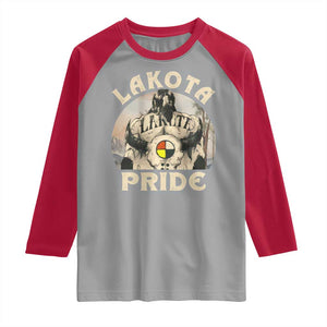 Native American Raglan Shirt Lakota Pride Medicine Wheel Cow Skull TS11 Sport Gray Red Print Your Wear