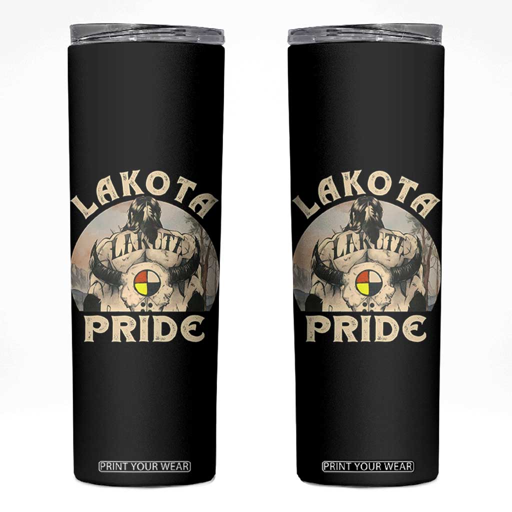 Native American Skinny Tumbler Lakota Pride Medicine Wheel Cow Skull TS11 Black Print Your Wear