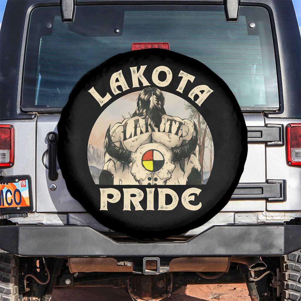 Native American Spare Tire Cover Lakota Pride Medicine Wheel Cow Skull TS11 No hole Black Print Your Wear