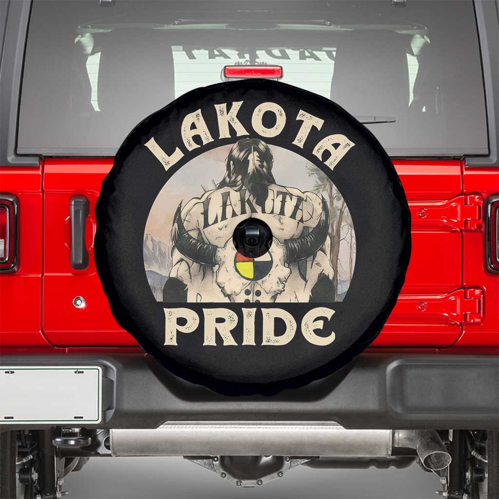 Native American Spare Tire Cover Lakota Pride Medicine Wheel Cow Skull TS11 Black Print Your Wear