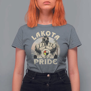 Native American T Shirt For Women Lakota Pride Medicine Wheel Cow Skull TS11 Charcoal Print Your Wear