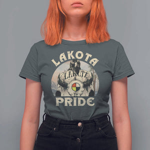 Native American T Shirt For Women Lakota Pride Medicine Wheel Cow Skull TS11 Dark Heather Print Your Wear
