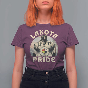 Native American T Shirt For Women Lakota Pride Medicine Wheel Cow Skull TS11 Maroon Print Your Wear
