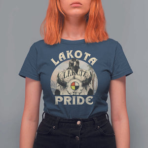Native American T Shirt For Women Lakota Pride Medicine Wheel Cow Skull TS11 Navy Print Your Wear